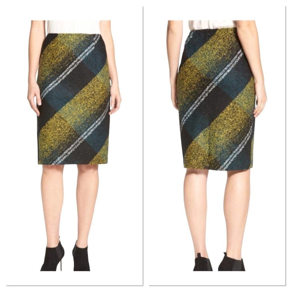 Nordstrom Classiques Entier Wool Blend Tweed Boucle Pencil Skirt Women 6 Stripes
